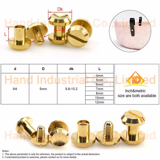M3 M4 5 6 8 10 12mm Bullone dado cilindrico in titanio oro Maschio Femmina Chiodo Titanio Ottone Chicago Vite di rilegatura
